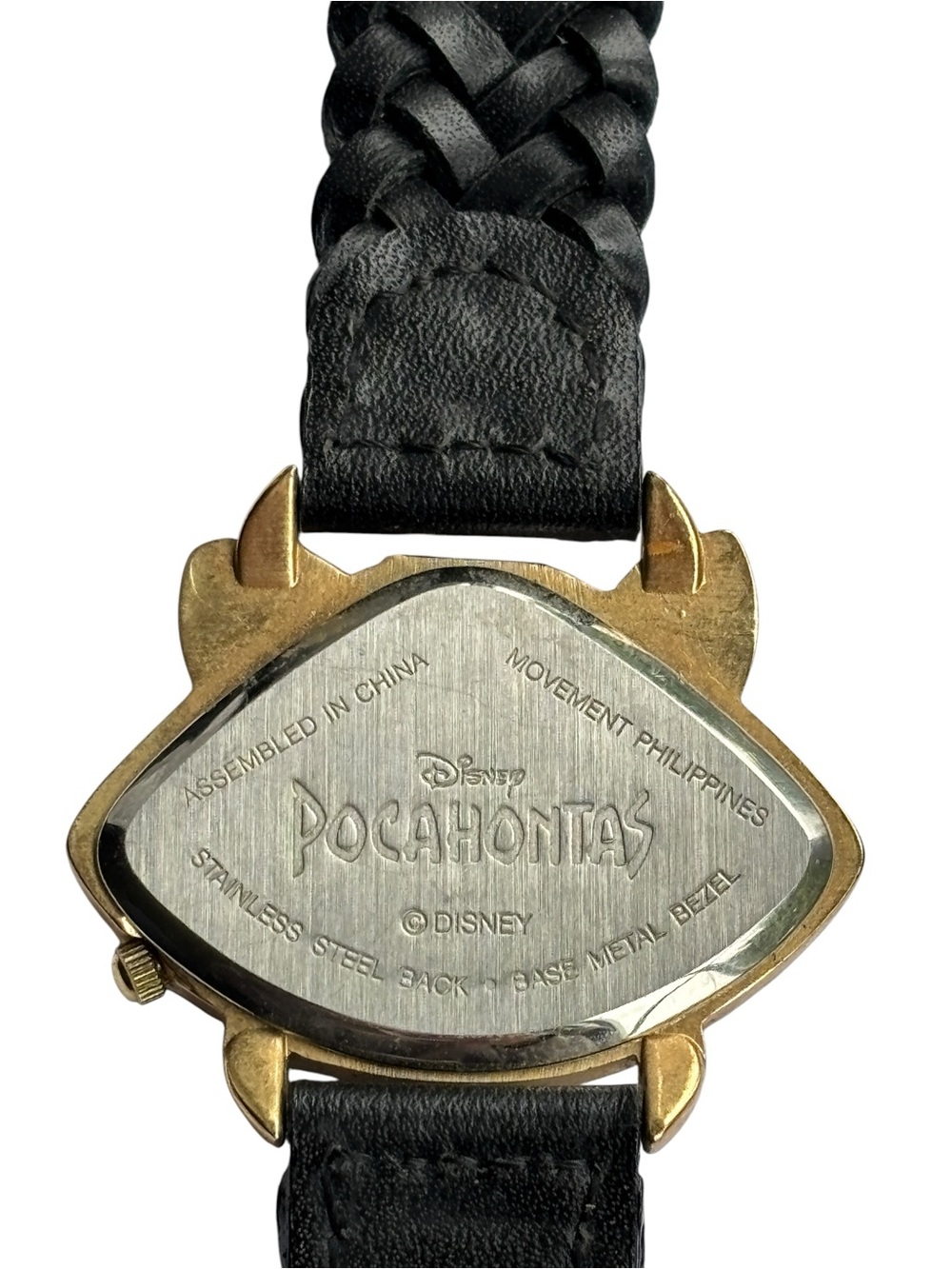 Timex Disney Meeko Raccoon Vintage Watch Gold Tone Black Leather Pocahontas 90s - Picture 3 of 9